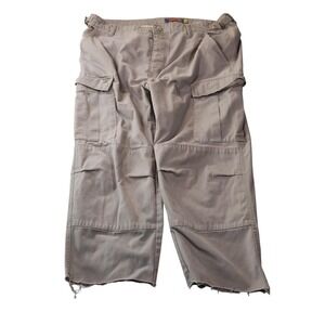 GMP JRS Cargo Pants Mens 36 Khaki Relaxed Fit Double Knee Cargo Pockets Raw Hem‎